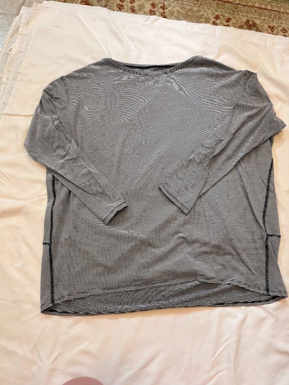 Lululemon Black White Fine Stripe Long Sleeve Top